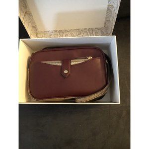 G.I.L.I. Leather Crossbody Bag with Pouch Burgundy Red & Metallic Gold